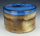 Black Clay Cylindrical Ceramic Urn with Cobalt Blue Lid - Angle 3