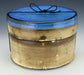 Black Clay Cylindrical Ceramic Urn with Cobalt Blue Lid