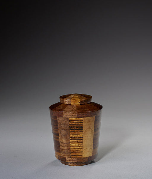 Keepsake Tapered Hand Turned Wood Urn - Walnut & Zebrawood