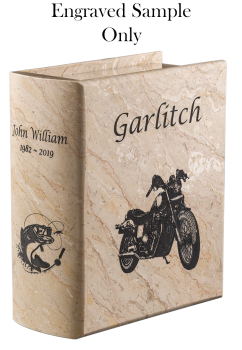 Book Urn in Cameo Marble with Engraving