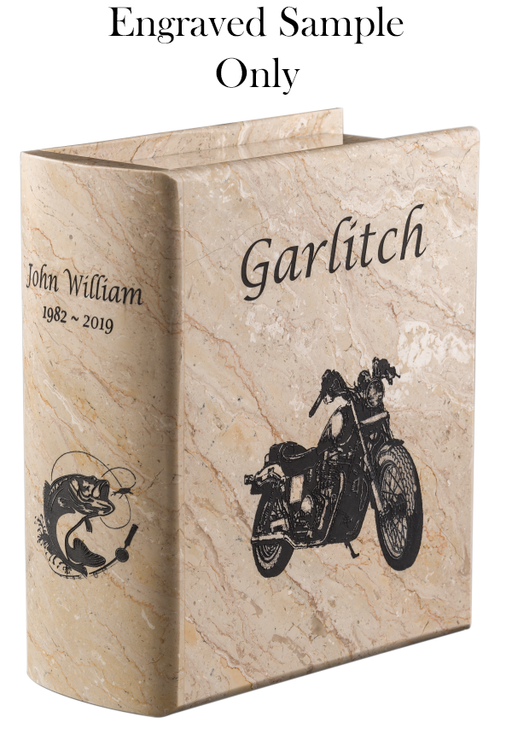 Book Urn in Cameo Marble with Engraving