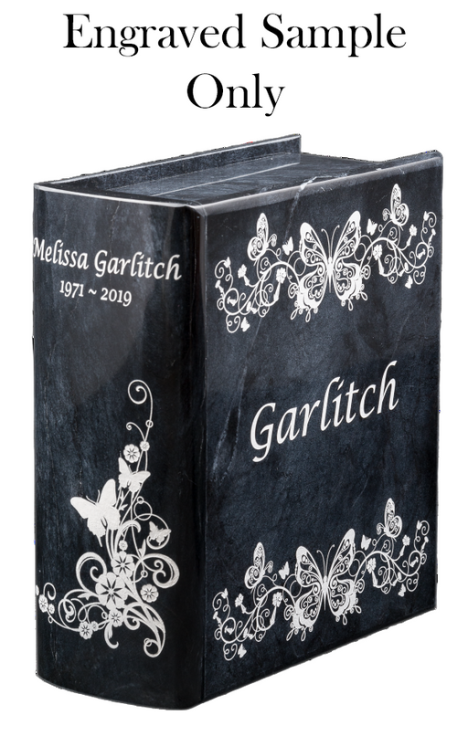 Book Urn Ebony with Engraving Sample