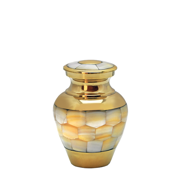Brass Mother of Pearl Cremation Urn - Keepsake 