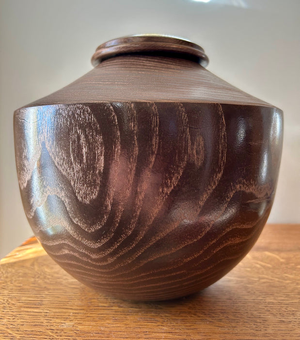 Brown Honey locust Turned Urn 75 - angle 2