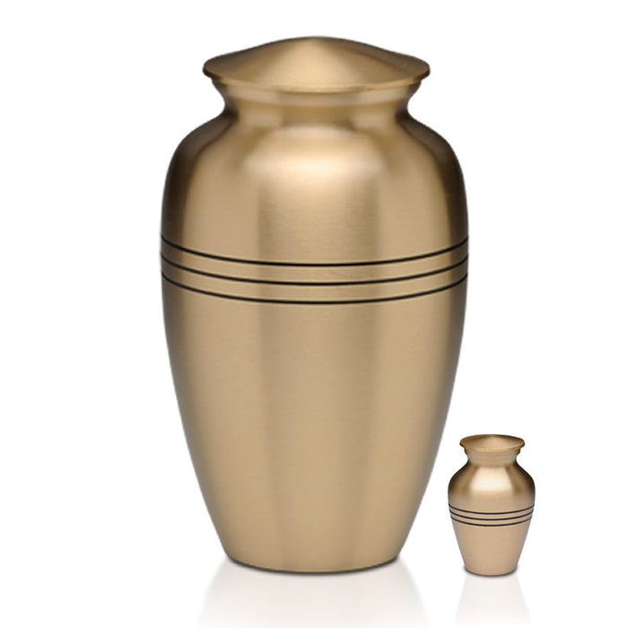 Adult Brass Urn & Small Keepsake Urn