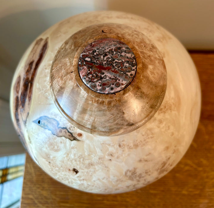 Burl Maple Hand Turned Urn 84 - Top view