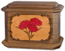 Carnations Flower Cremation Urn in Walnut Wood