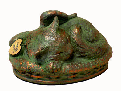 Cat Cremation Urn - Verdigris