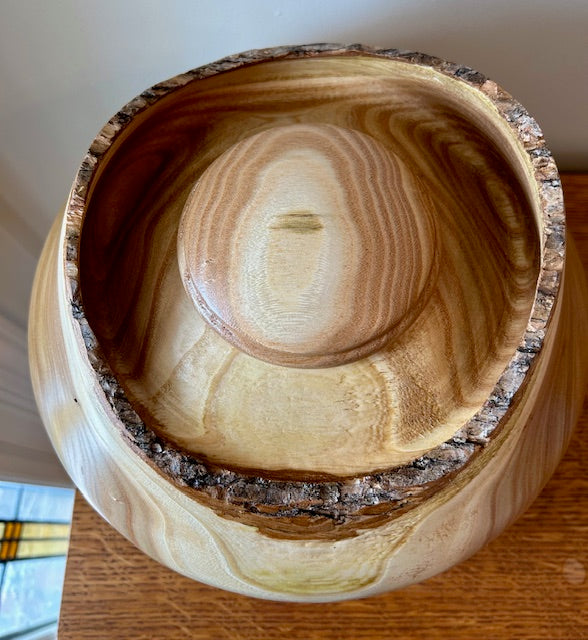 Catalpa Turned Urn with Natural Edge 79 - Top view