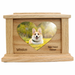 Centered Heart Photo Framed Wooden Pet Urn - oak