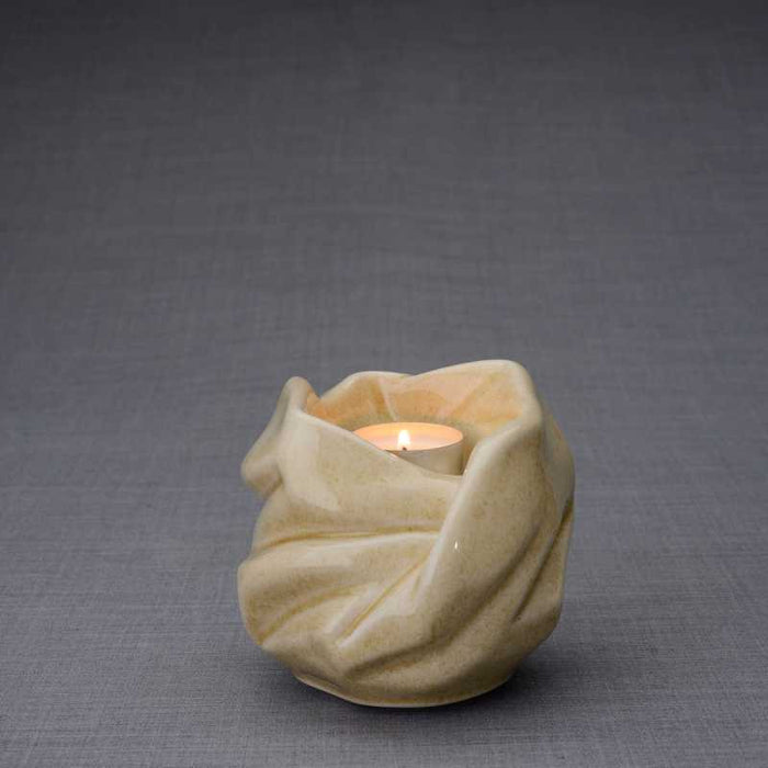 Luminous Tealight Candle Small Cremation Urn in Light Sand