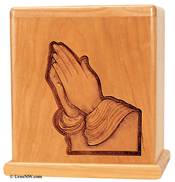 Praying Hands Cherry Wood Cremation Urn