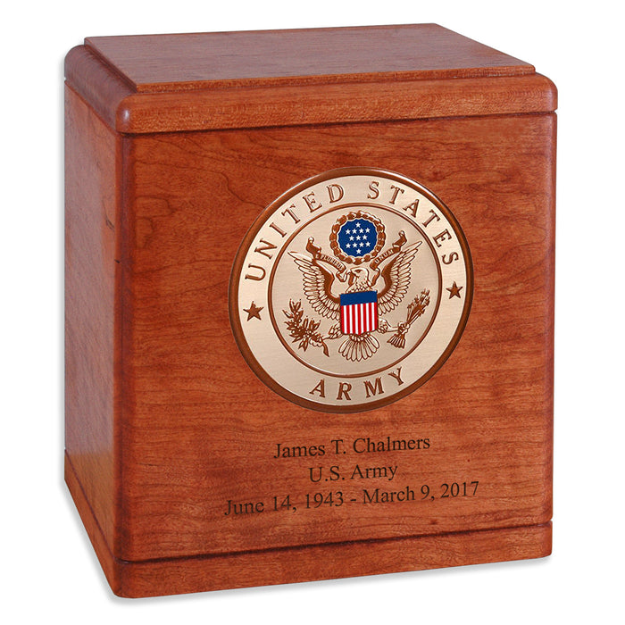 Freedom Solid Wood Military Cremation Urn Made in the USA