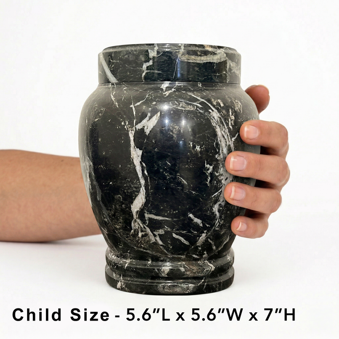 Zuri - Black Zebra Marble Urn - Child Size