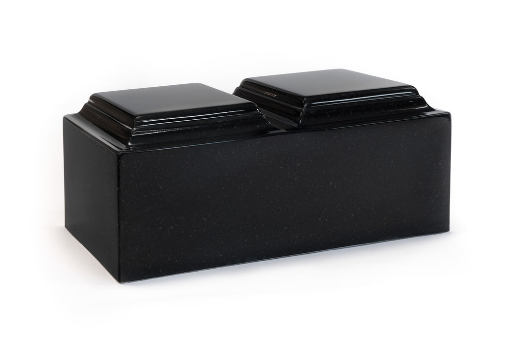 Classic Cultured Granite Companion Urn in Orca Black