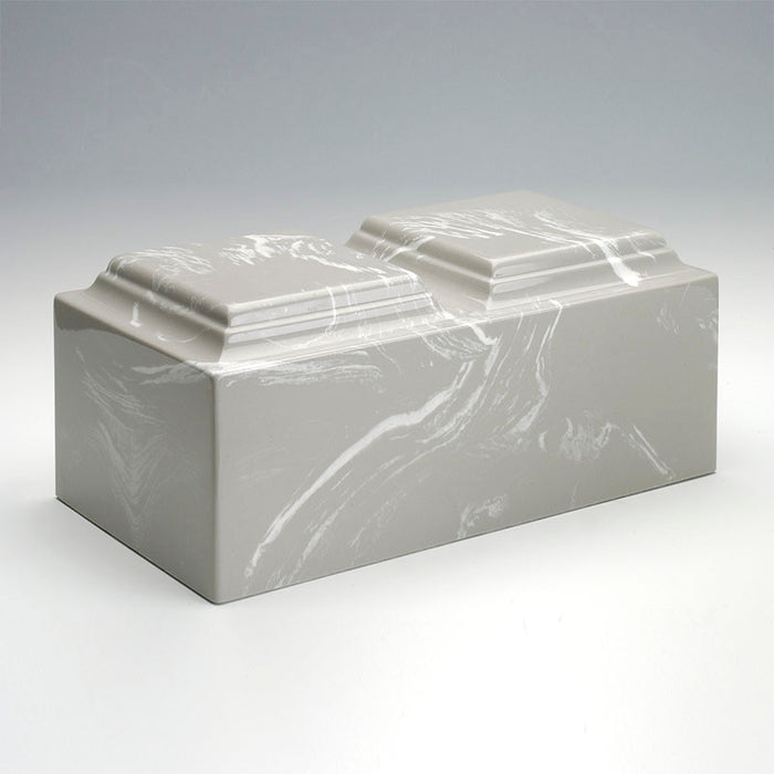 Classic Cultured Marble Companion Urn in Silver Gray