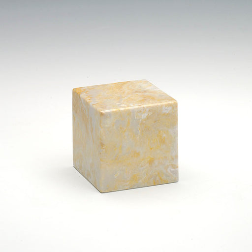 Small Cube Cultured Marble Urn in Gold