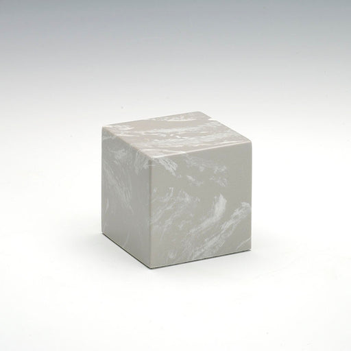 Small Cube Cultured Marble Urn in Silver Gray