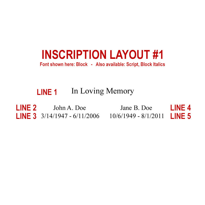 Companion funeral urn inscription layout #1