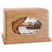 Salmon Boat Fishing Wooden Companion Urn - Oak Wood