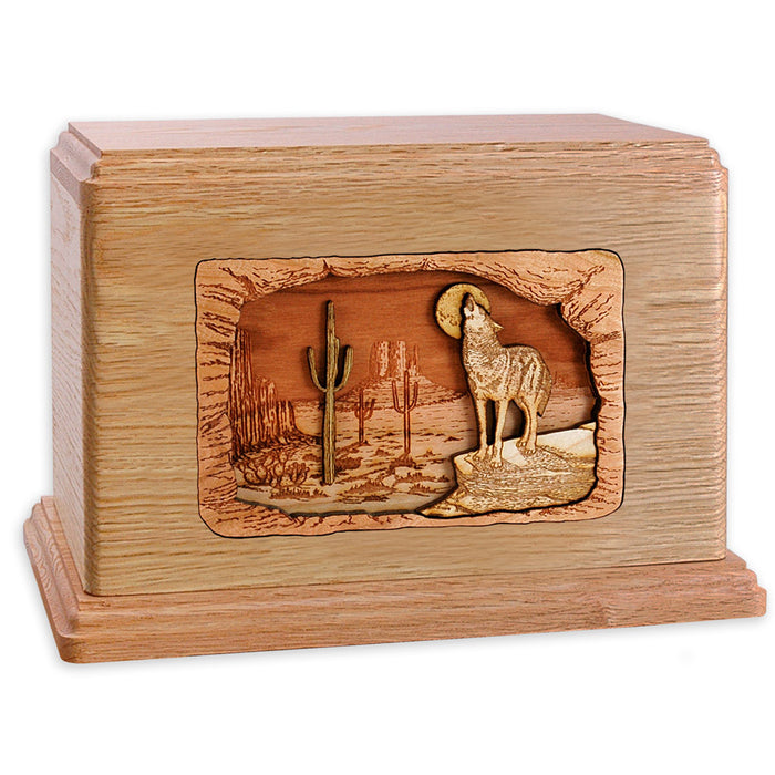 Desert Coyote Wood Companion Urn - Oak Wood