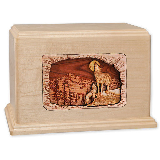 Howling Wolves Companion Cremation Urn - Maple