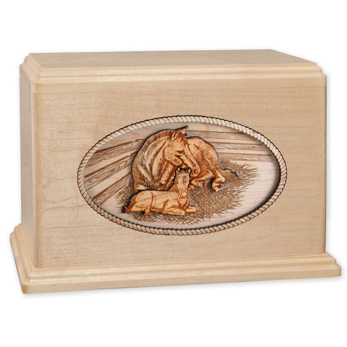 Maple Wood Companion Cremation Urn - Forever Love Horses 