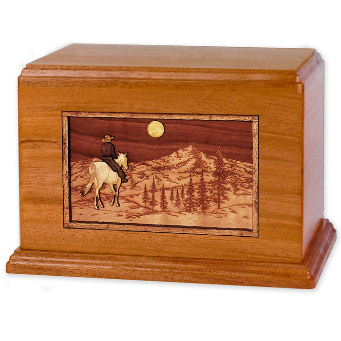 Horse & Rider Mountain Companion Urn - Mahogany