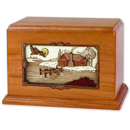 Rustic Paradise Cabin Companion Urn - Mahogany Wood