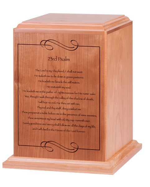 Psalm 23 Cremation Urn | Cherry Wood