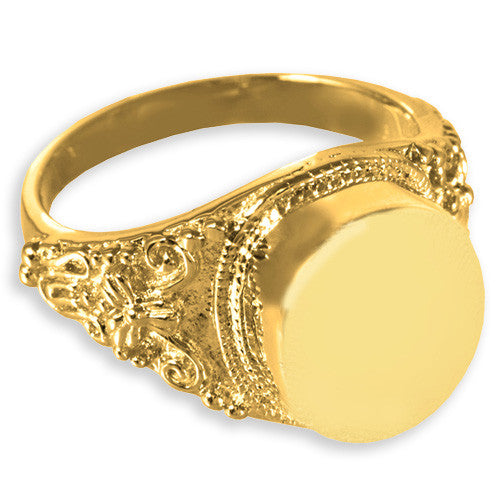 Antique Round 14k Gold Plated Sterling Silver Cremation Ring