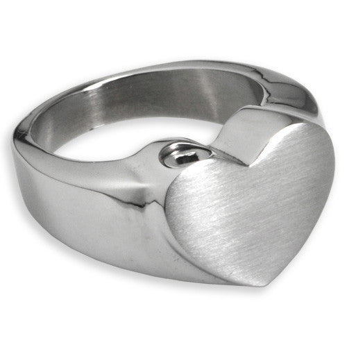 Simple Bold Heart Memorial Cremation Ring