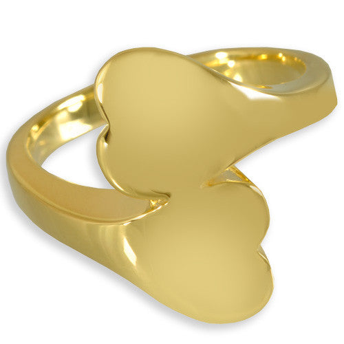 Double Heart Companion Cremation Ring in 14k Gold Plating/14K Gold