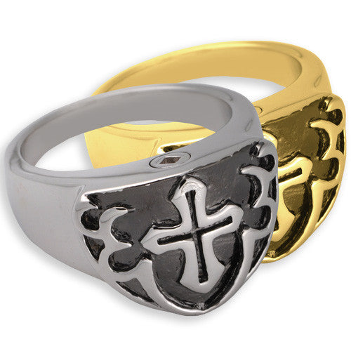 Men's Cross Cremation Ring (Black)