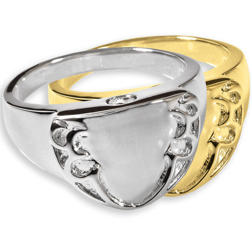 Engravable Shield Cremation Ring for Cremated Remains