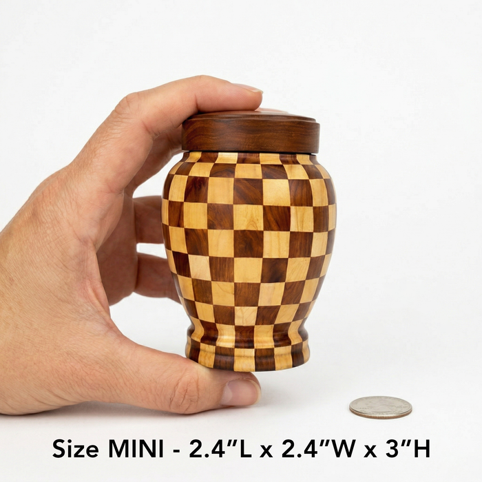 Dama - Patchwork Wood Urn - Mini