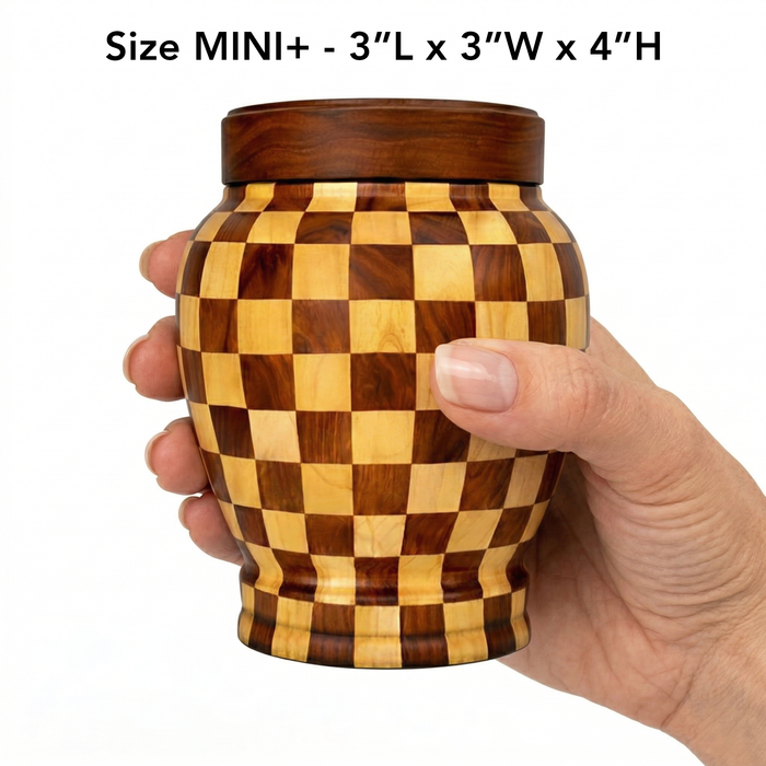 Dama - Patchwork Wood Urn - Mini +