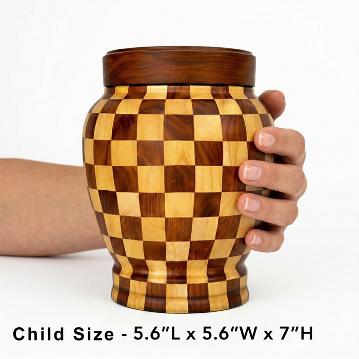 Dama - Patchwork Wood Urn - Child Size