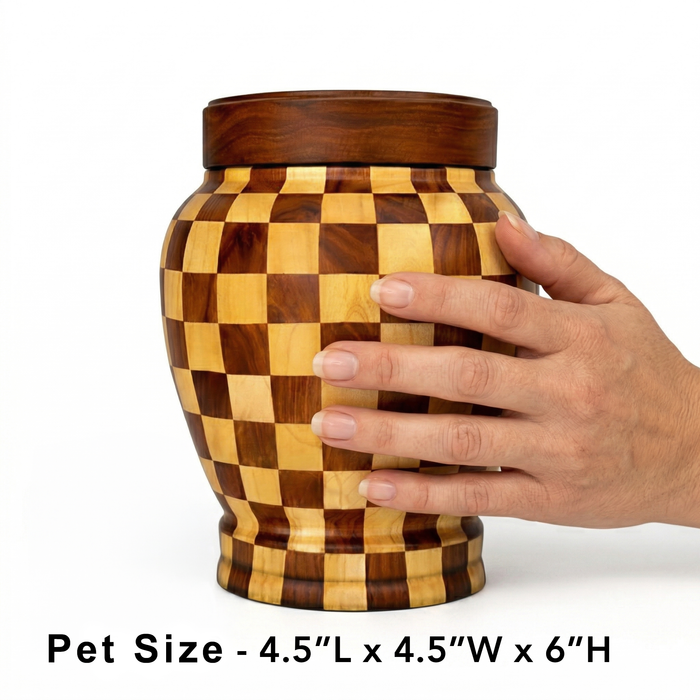 Dama - Patchwork Wood Urn - Pet Size