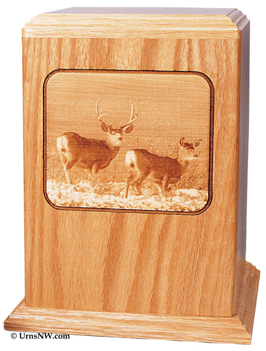 Deer Hunting Wood Urn