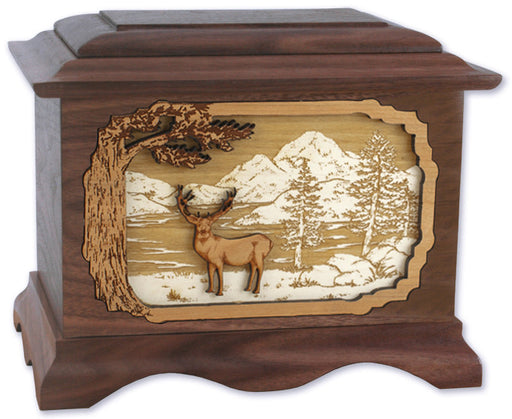 Ambassador Deer Urn in Walnut - Mule Deer