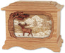 Ambassador Deer Urn in Oak - Whitetail Deer