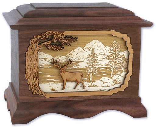 Ambassador Deer Urn in Walnut - Whitetail Deer