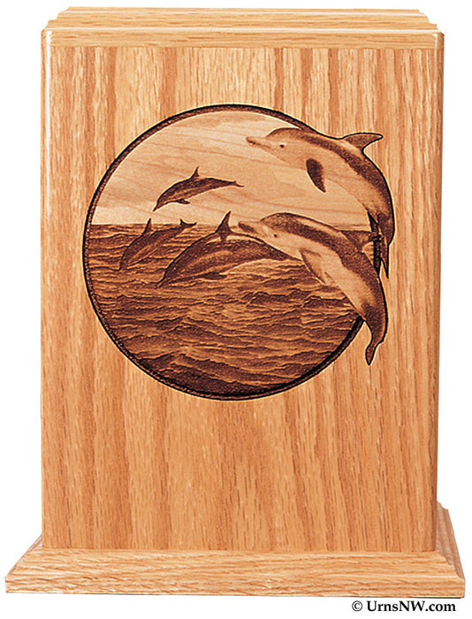 Leaping Dolphin Wood Urn