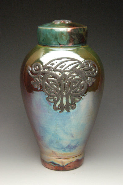 Celtic Dragon Raku Urn