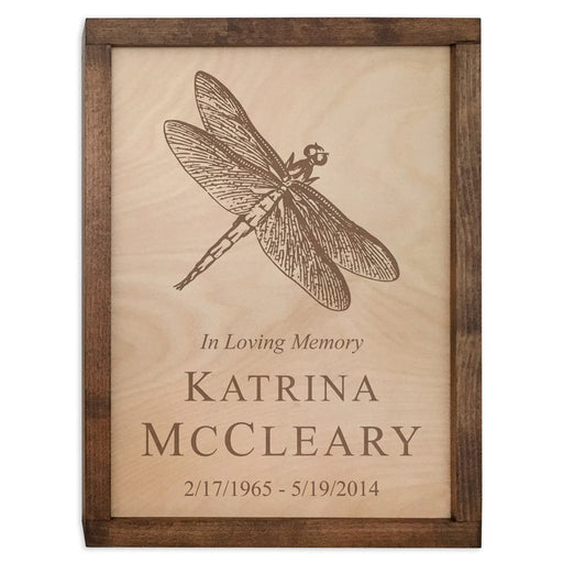 Dragonfly Wood Cremation Urn Plaque