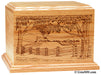 Laser Engraved Wooden Keepsake Urn - Farm Scene