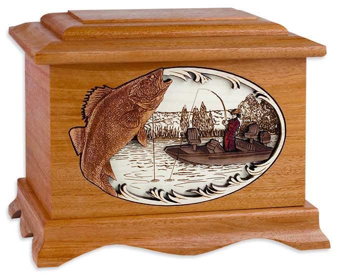 Ambassador urn with Boat Fishing Scene (MAHOGANY)