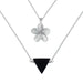 Floral Cremation Urn Necklace and Lava Rock Triangle Bead