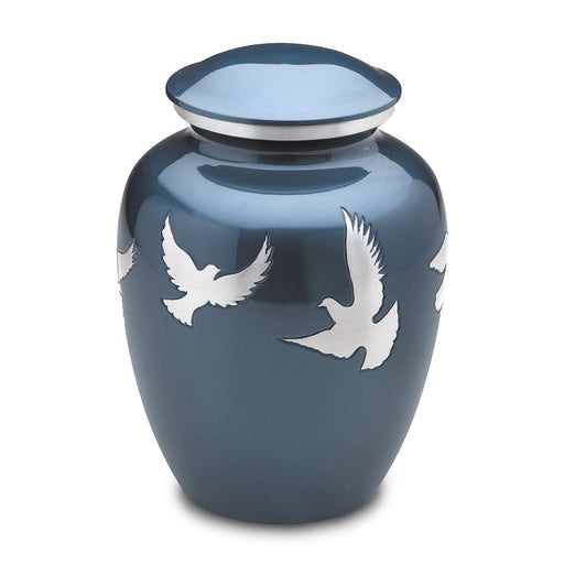 Divine Metal Cremation Urn with Flying Doves - Adult